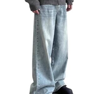 GRECIILOOKS Men Jeans || Baggy Fit Jean's for Man || Loose Fit High Rise Denim