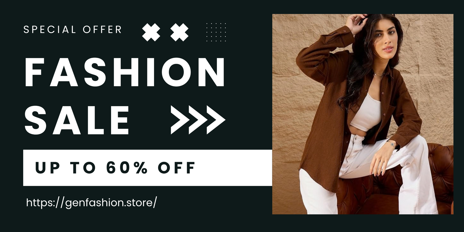 Green And White Modern Fashion Sale Banner